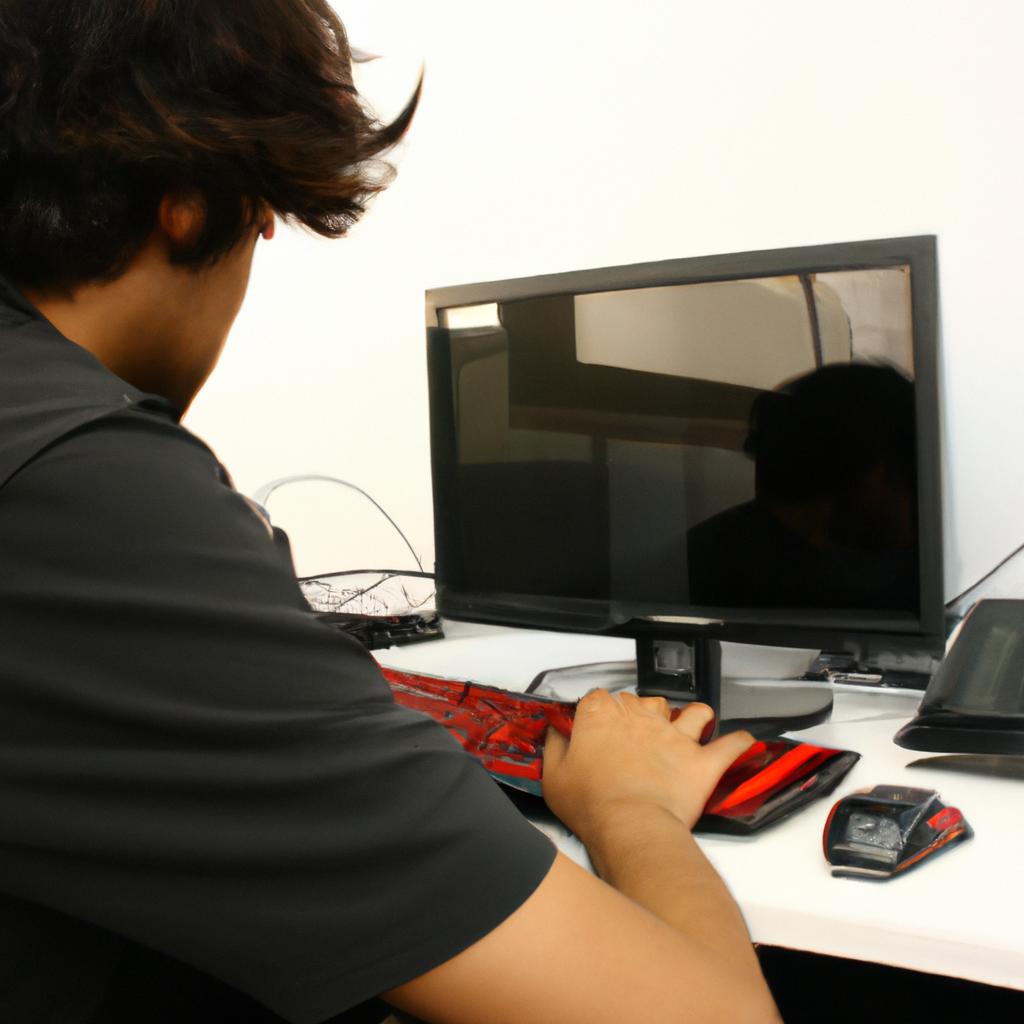 Person using computer for research