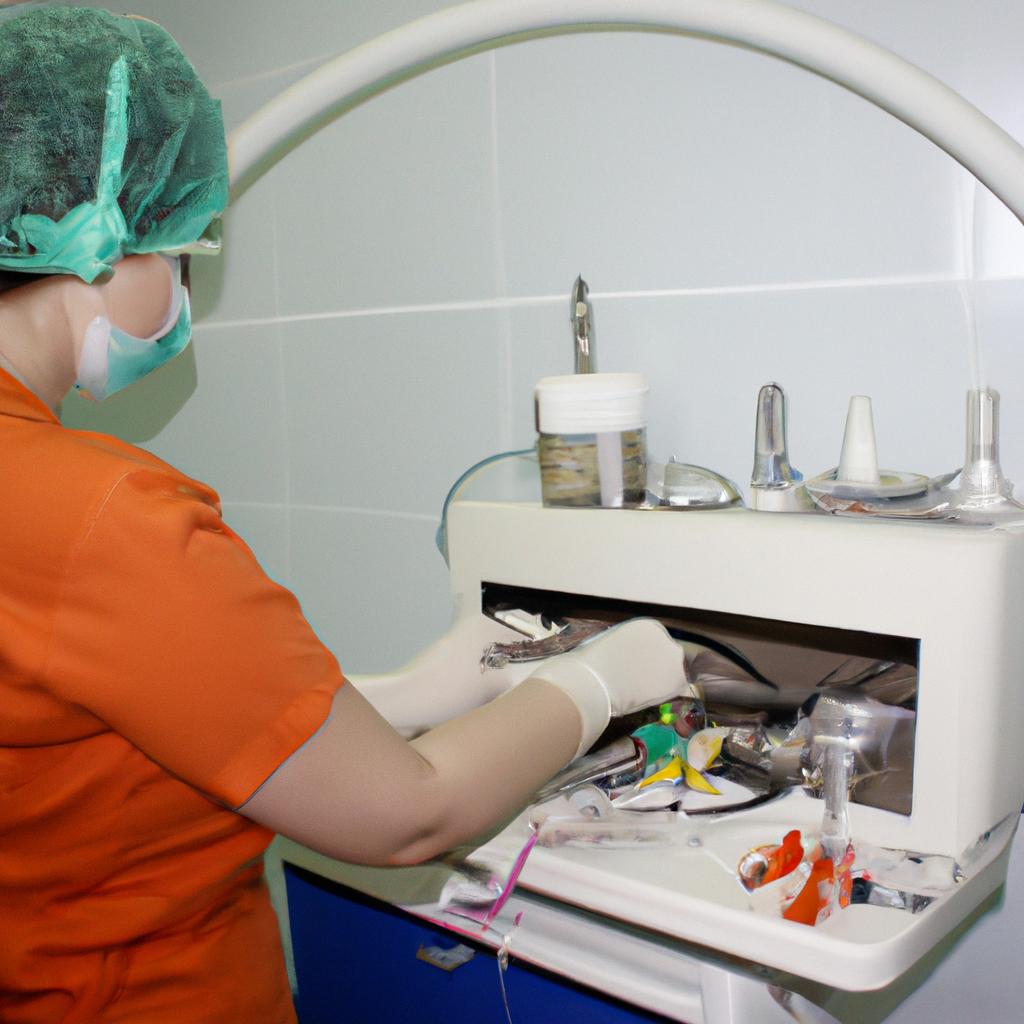 Person working with medical equipment