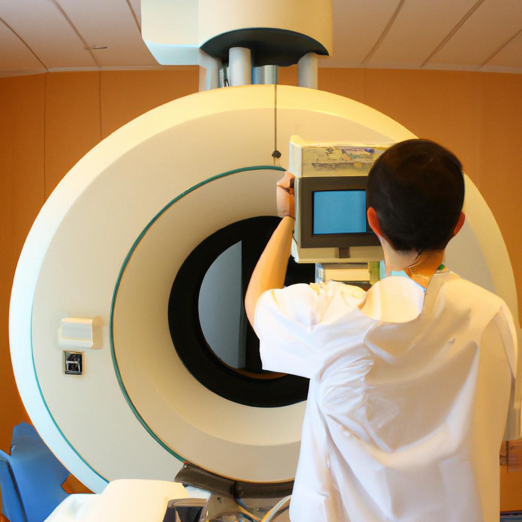 Person operating medical imaging equipment